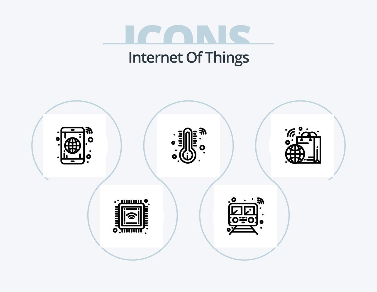 Internet Of Things Line Icon Pack 5 Icon Design. set. head. smart. gadget. heart beat vector
