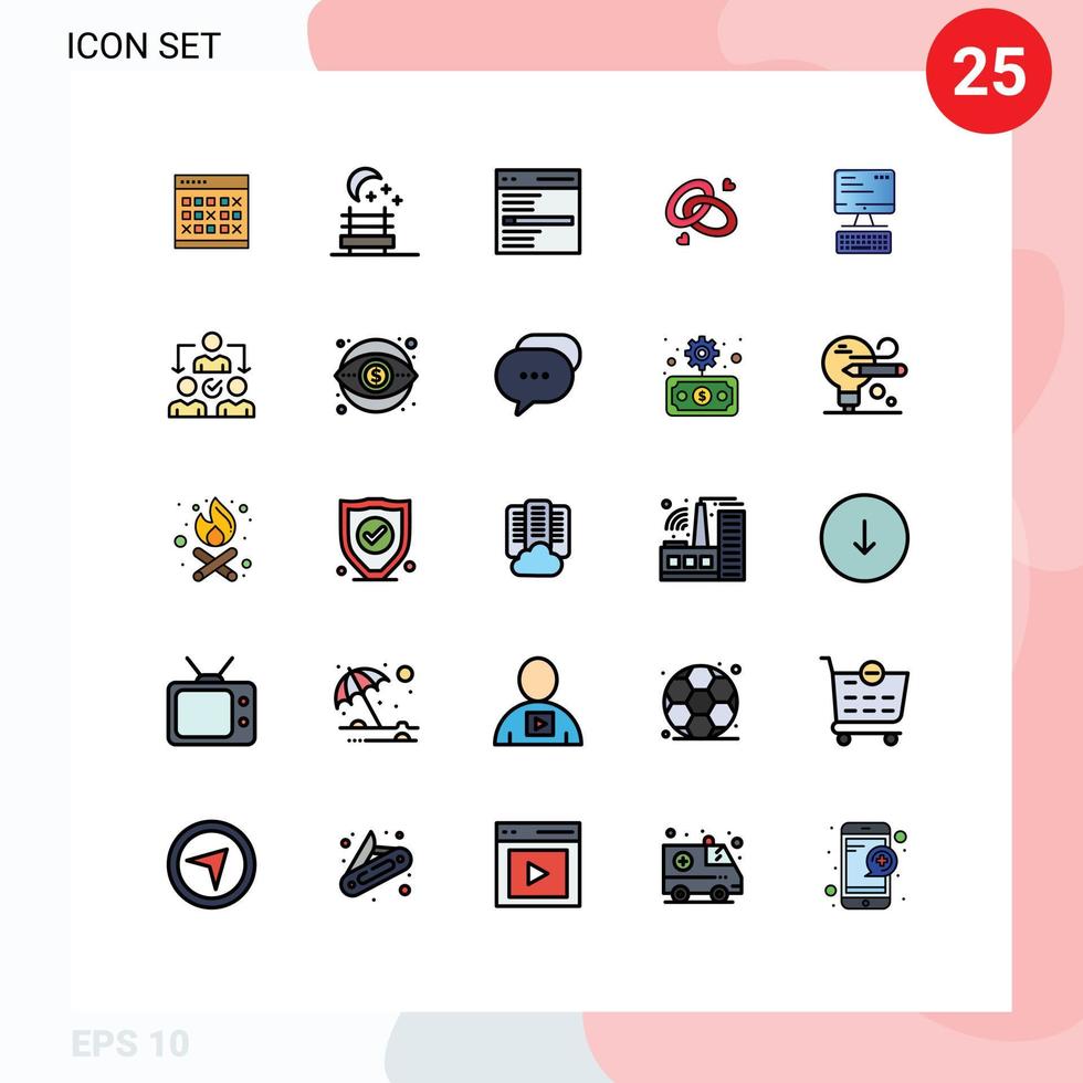 Set of 25 Modern UI Icons Symbols Signs for engagment ring engagment night seat ring search Editable Vector Design Elements