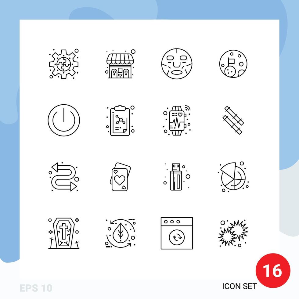 Modern Set of 16 Outlines and symbols such as multimedia space beauty flag wellness Editable Vector Design Elements