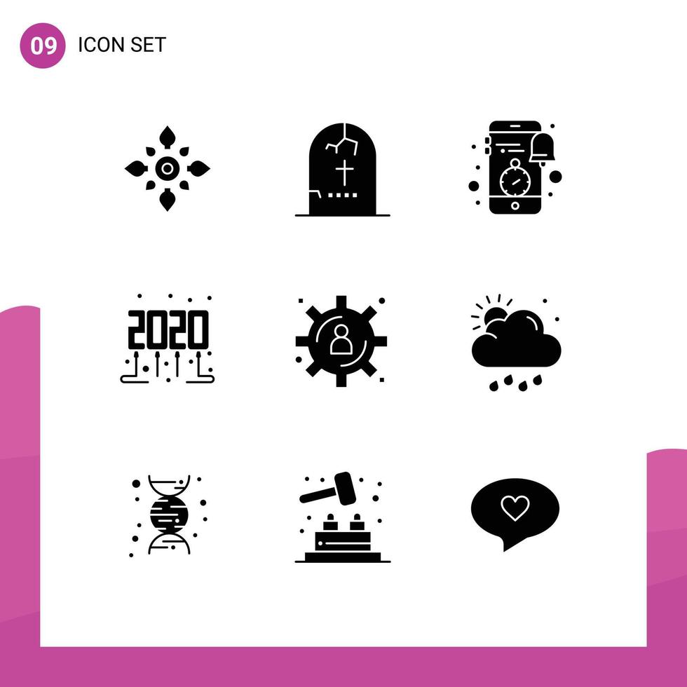 9 9 creativo íconos moderno señales y símbolos de nuevo año Noticias Víspera de Todos los Santos reloj notificación editable vector diseño elementos