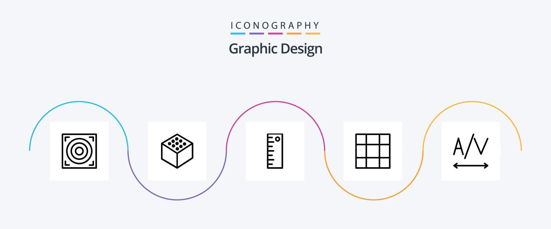 Design Line 5 Icon Pack Including . grid. vector