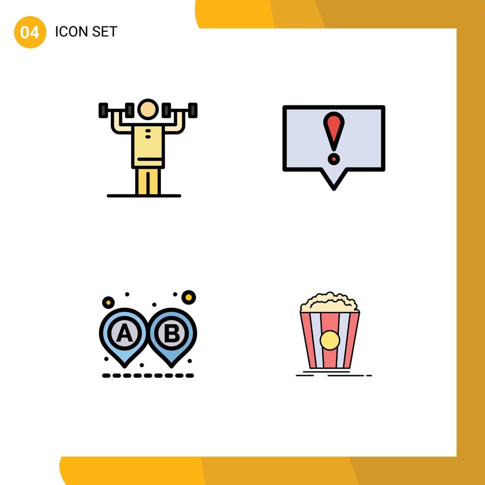 User Interface Pack of 4 Basic Filledline Flat Colors of activity road physical bubble ride Editable Vector Design Elements