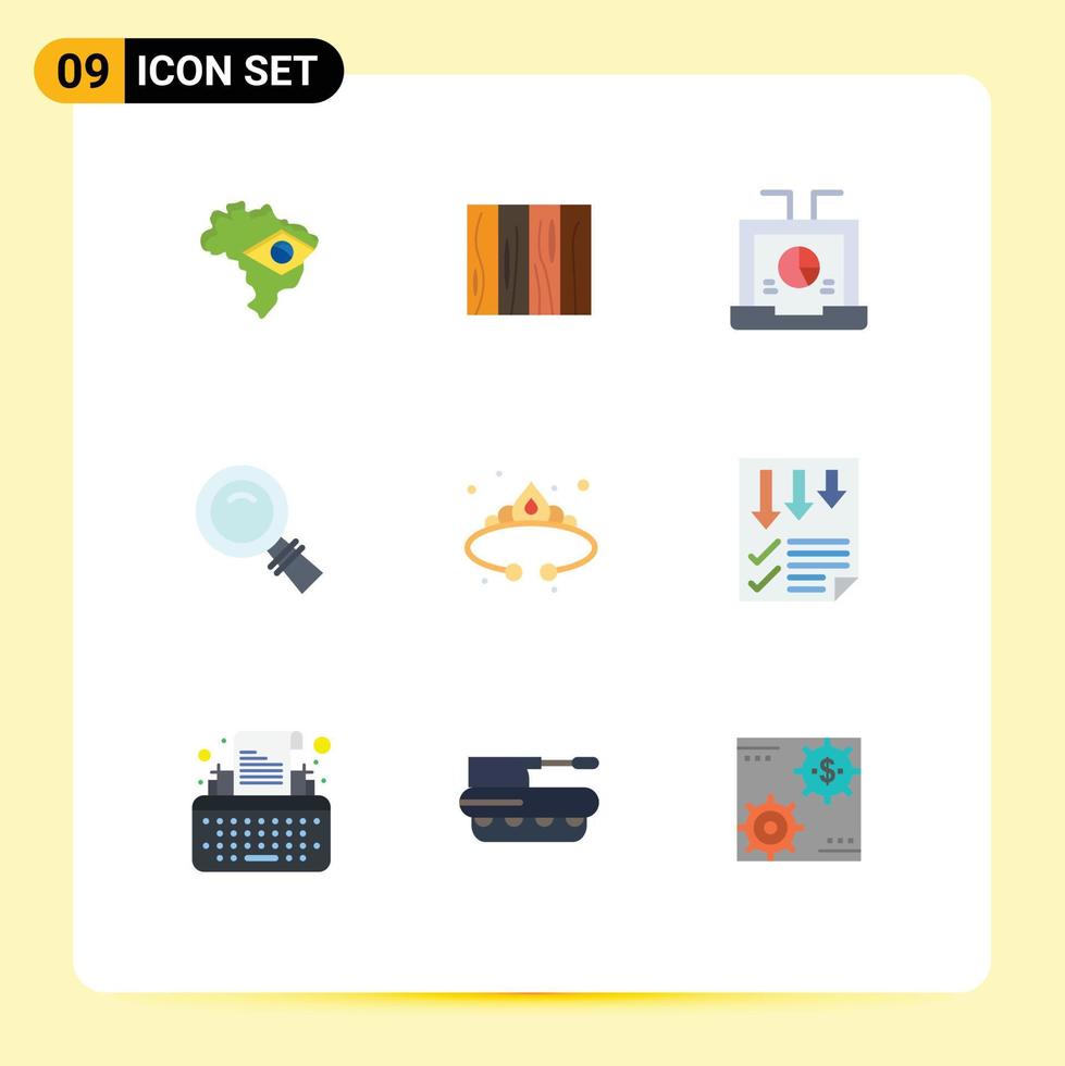 9 Flat Color concept for Websites Mobile and Apps search look texture glass report Editable Vector Design Elements