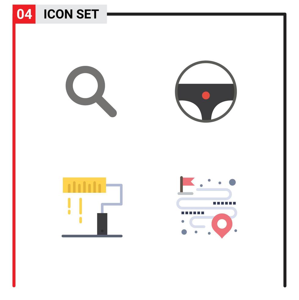 Universal Icon Symbols Group of 4 Modern Flat Icons of expanded paint car coding distance Editable Vector Design Elements