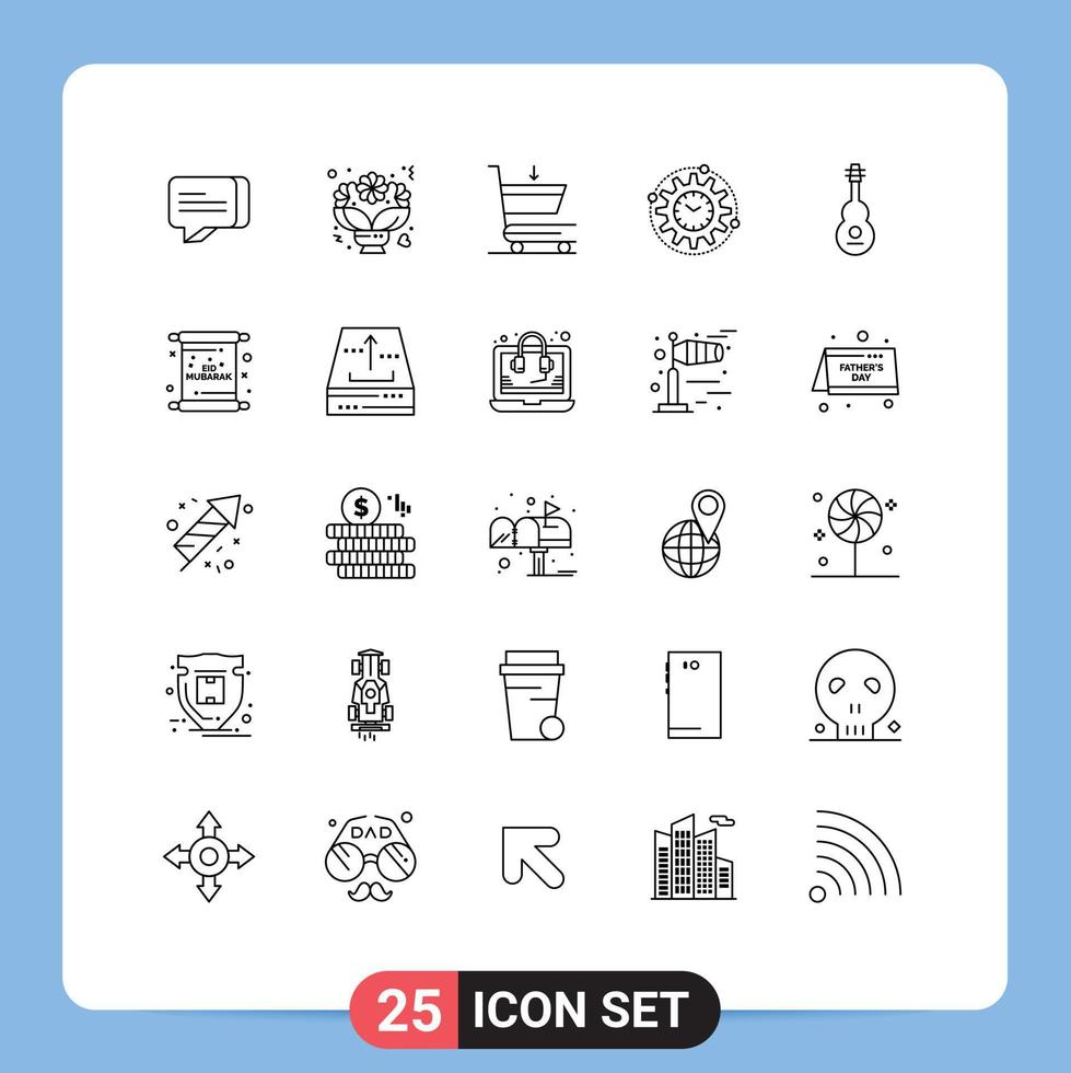 Set of 25 Modern UI Icons Symbols Signs for instrument project cart productivity management Editable Vector Design Elements