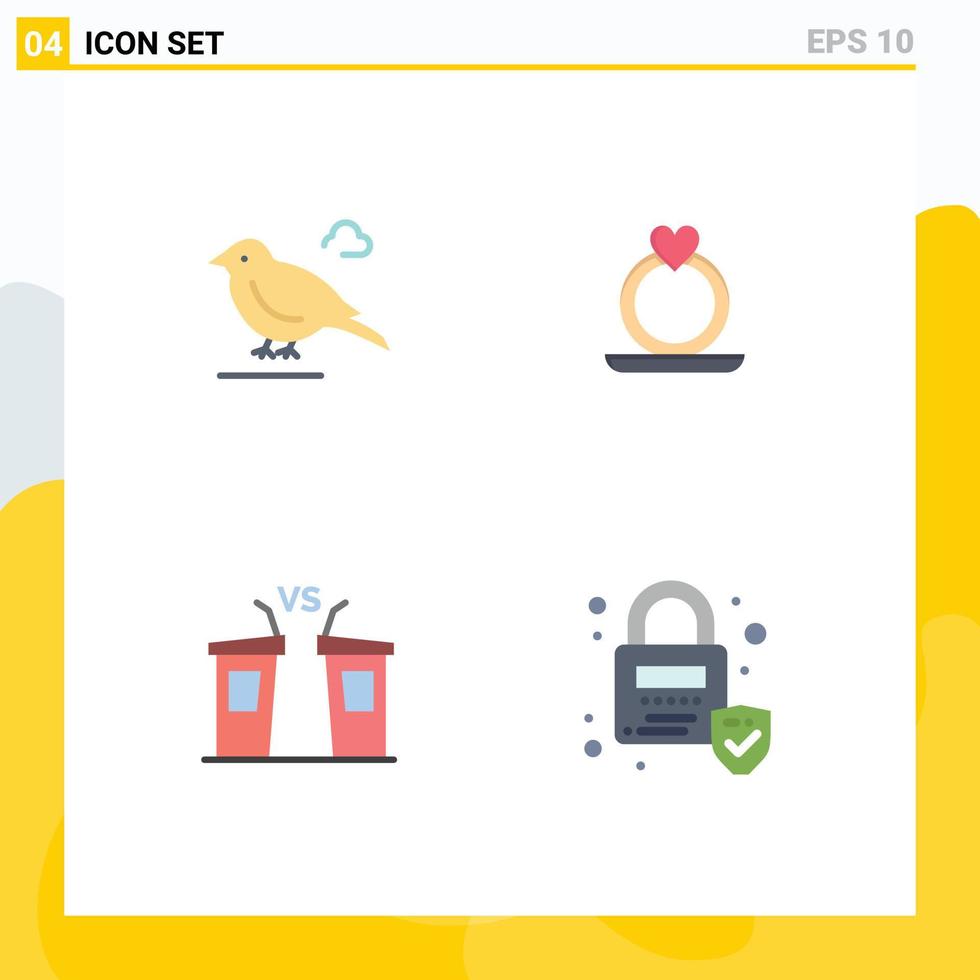 4 Flat Icon concept for Websites Mobile and Apps bird election sparrow proposal speaker Editable Vector Design Elements