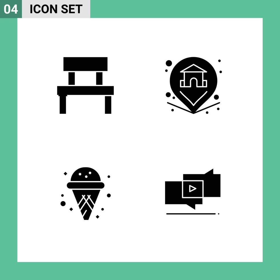 Solid Glyph concept for Websites Mobile and Apps bench cone interior pin summer Editable Vector Design Elements