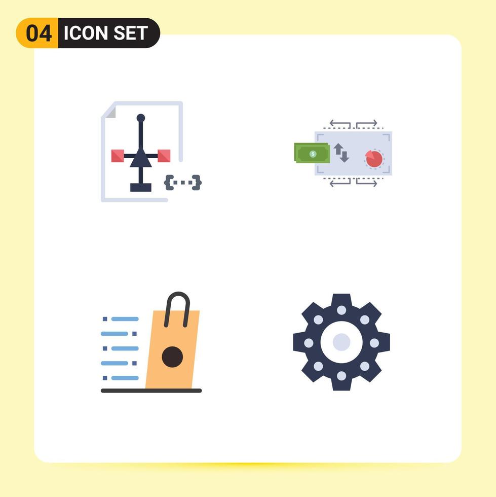 4 Thematic Vector Flat Icons and Editable Symbols of coding payments document flow buy Editable Vector Design Elements