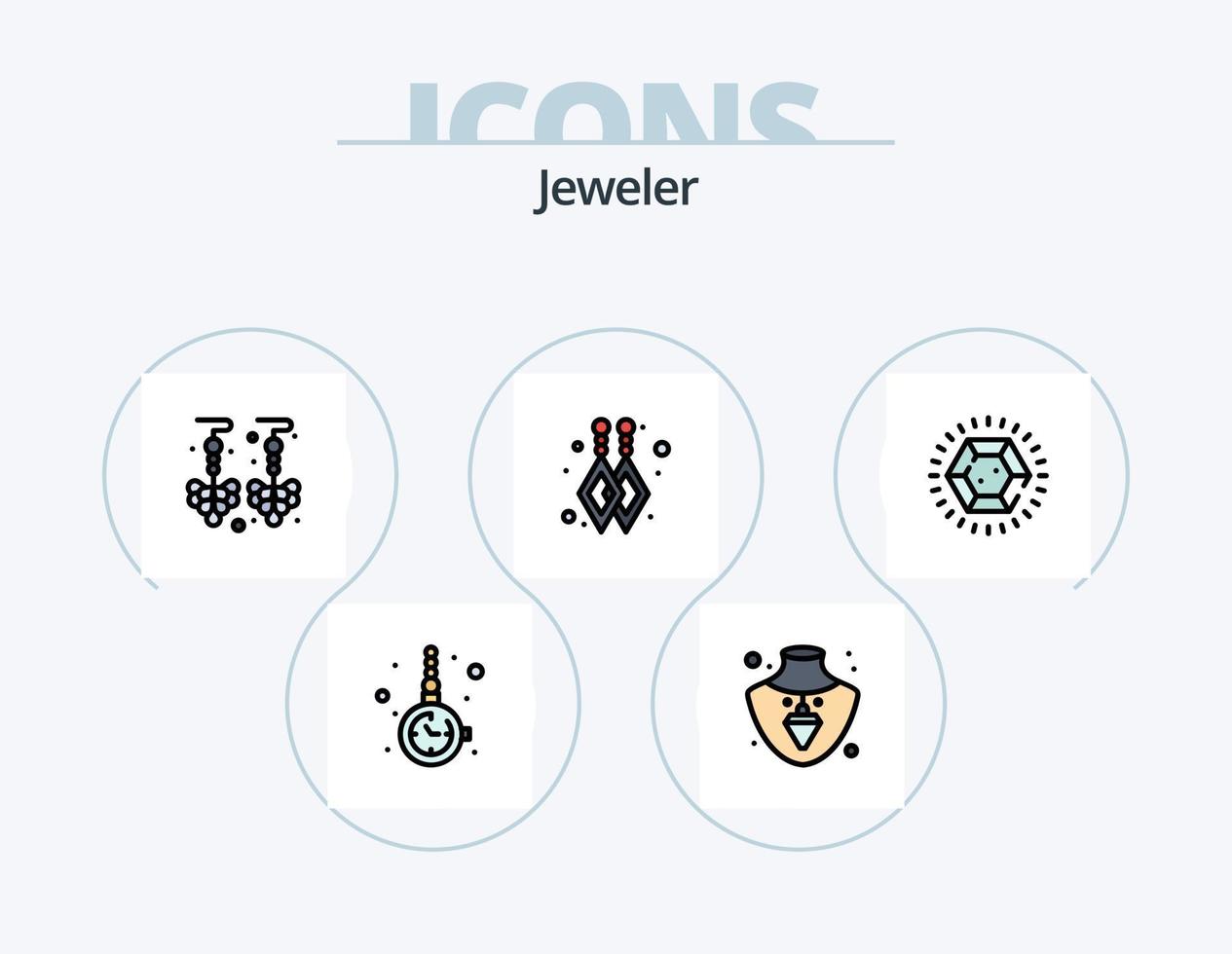 joyería línea lleno icono paquete 5 5 icono diseño. . vestir camisa. joya. gemelo. joyería vector