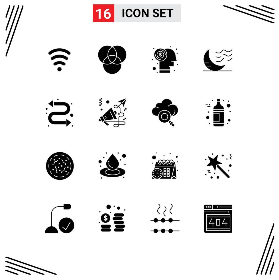 Pack of 16 creative Solid Glyphs of finance watch kit climate repeat weather Editable Vector Design Elements