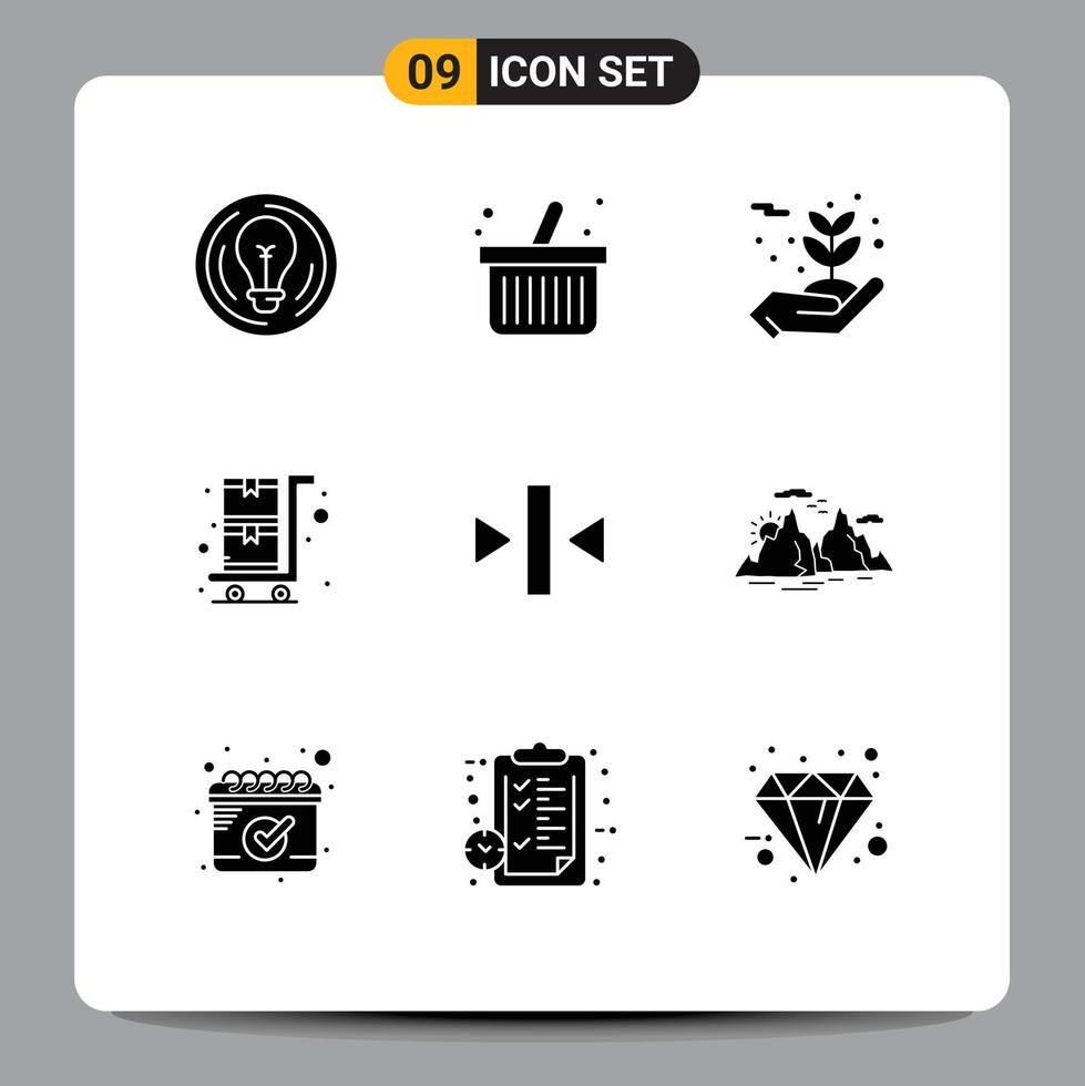 Stock Vector Icon Pack of 9 Line Signs and Symbols for back play energy shopping trolley shopping Editable Vector Design Elements