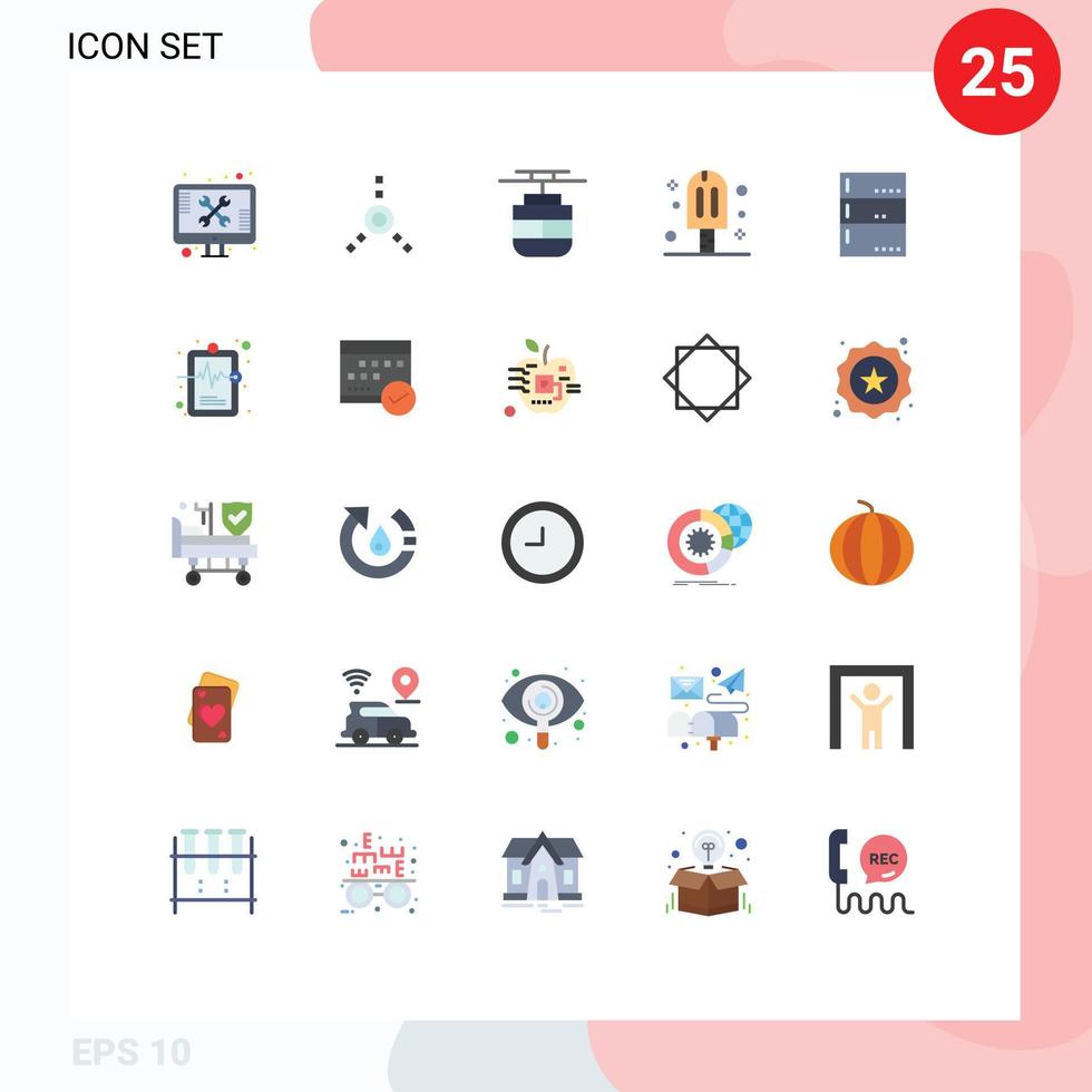 User Interface Pack of 25 Basic Flat Colors of devices admin transport party cream Editable Vector Design Elements