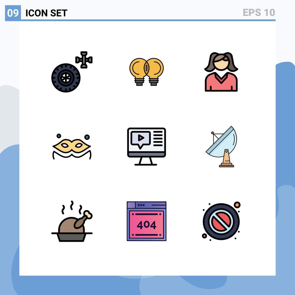 9 Creative Icons Modern Signs and Symbols of satellite video mother play masquerade Editable Vector Design Elements