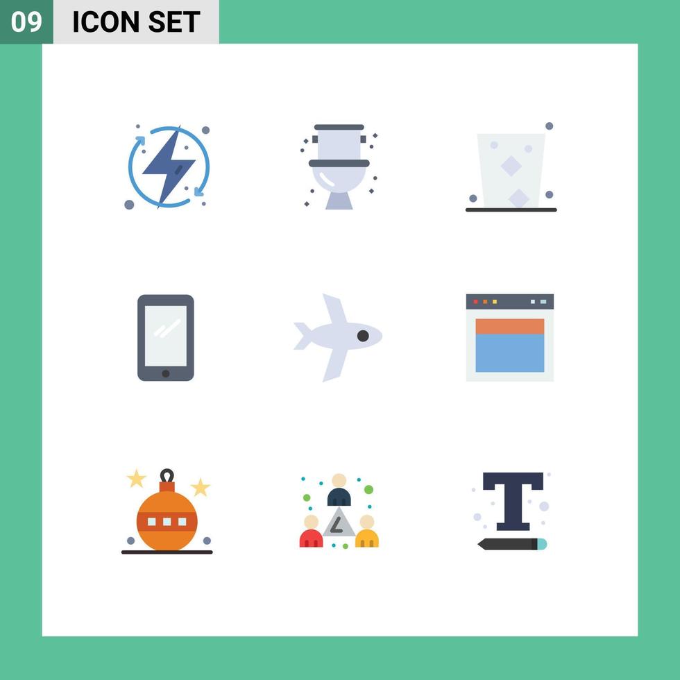 9 Flat Color concept for Websites Mobile and Apps android smart phone system phone glass Editable Vector Design Elements