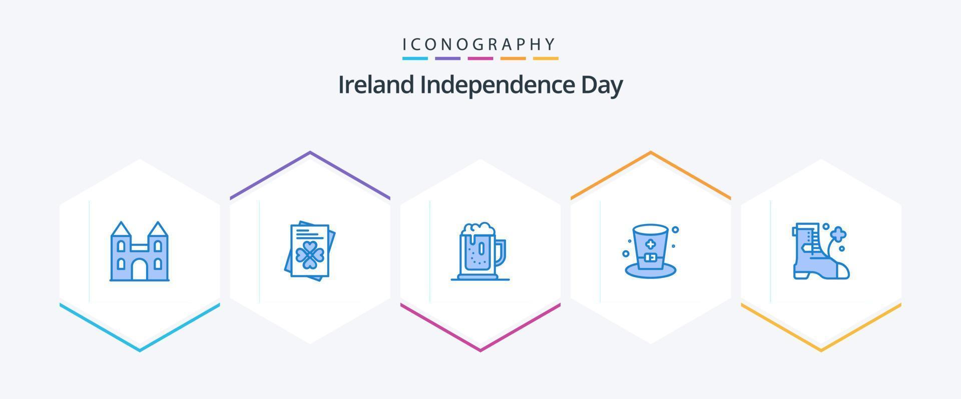 Irlanda independencia día 25 azul icono paquete incluso bota. Irlanda. cerveza. vino. vasos vector