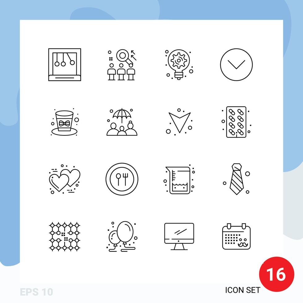 16 Universal Outline Signs Symbols of festival multimedia generation media player down Editable Vector Design Elements