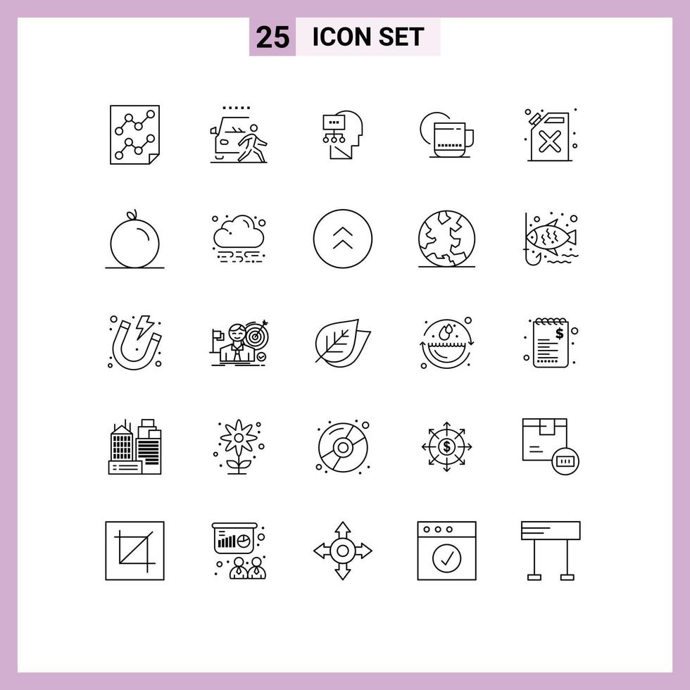 Universal Icon Symbols Group of 25 Modern Lines of service hot pedestrian tea mind Editable Vector Design Elements