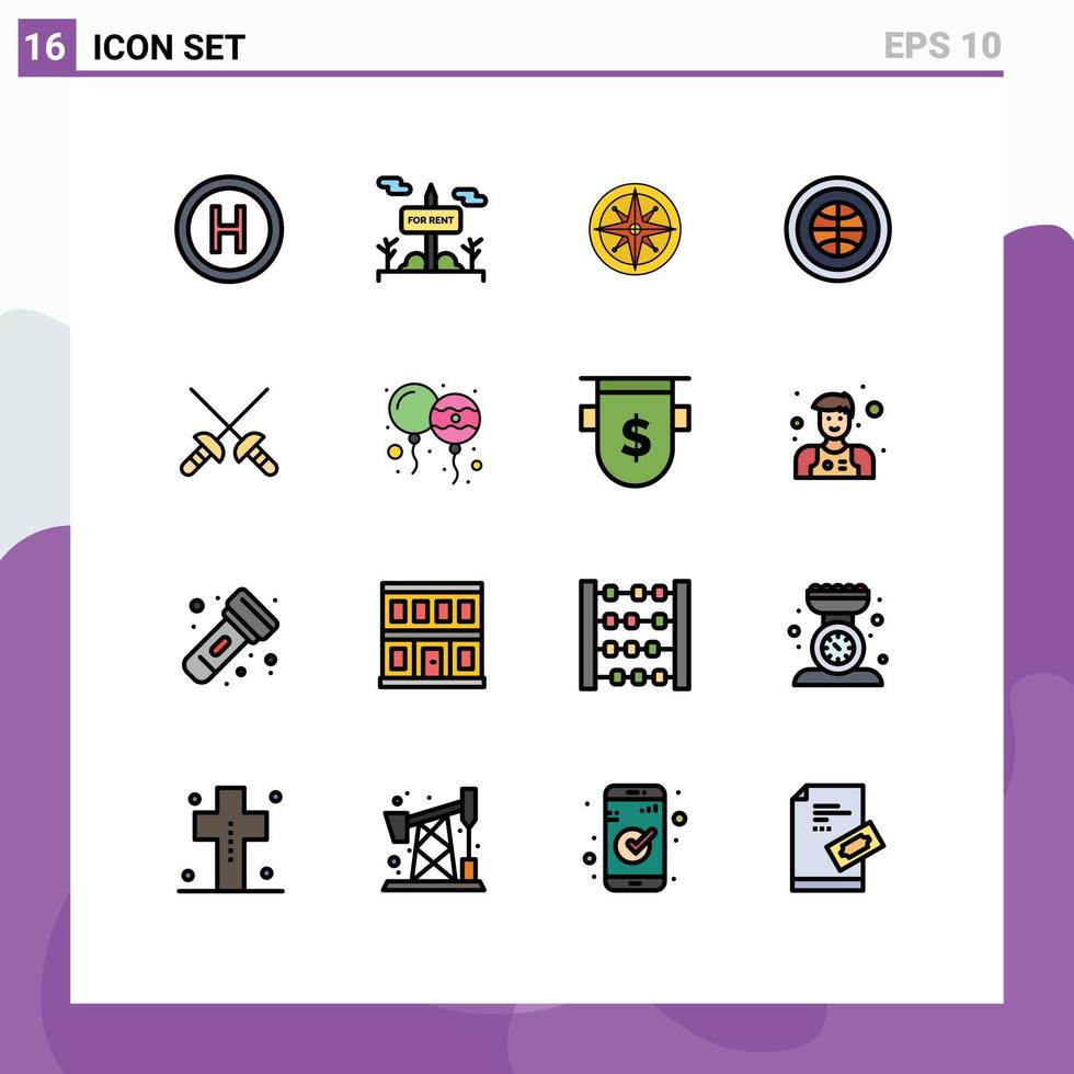 Set of 16 Modern UI Icons Symbols Signs for fencing user location internet globe Editable Creative Vector Design Elements