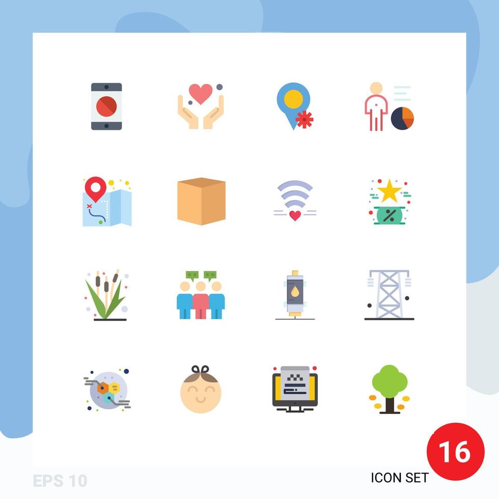 16 Thematic Vector Flat Colors and Editable Symbols of gps management motivation efficiency chart Editable Pack of Creative Vector Design Elements
