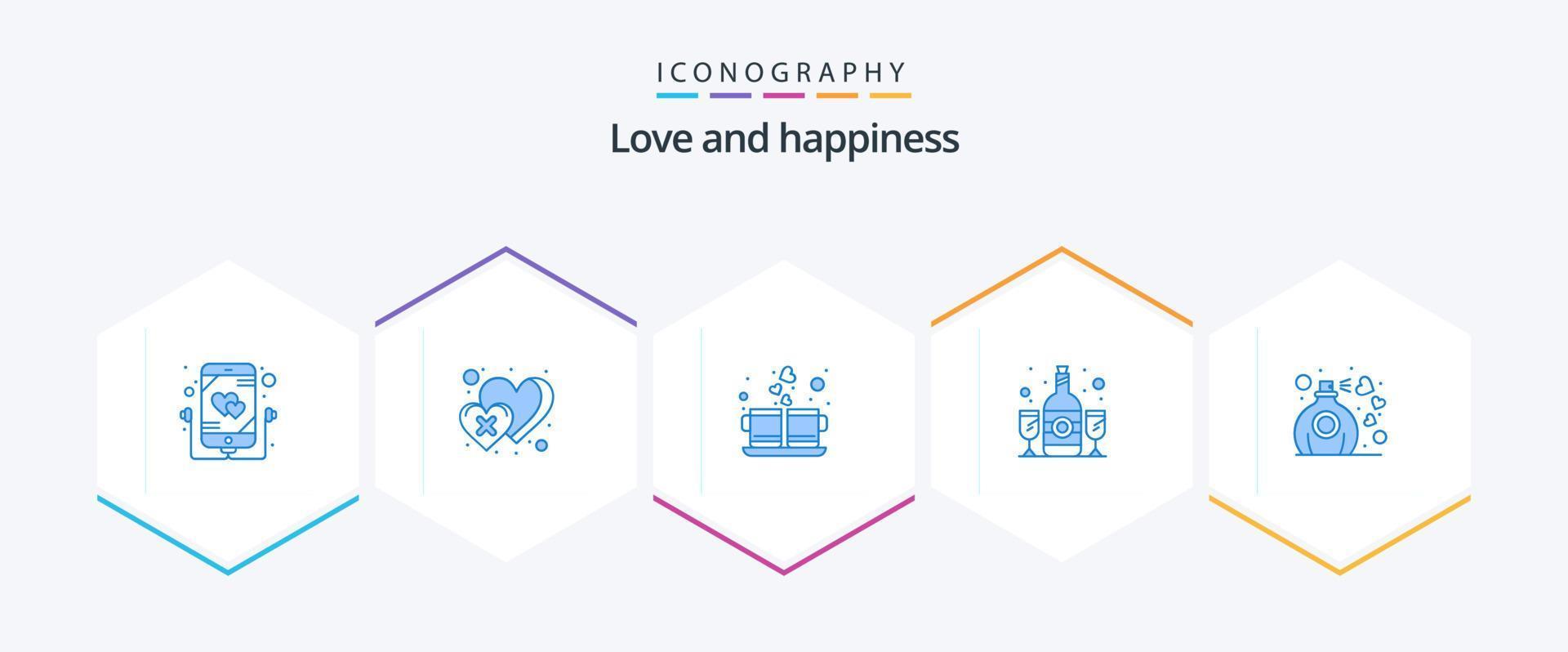 Love 25 Blue icon pack including gift. wine. coffee. glass. hot vector