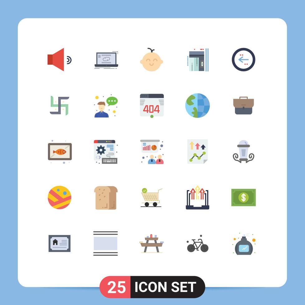Pack of 25 Modern Flat Colors Signs and Symbols for Web Print Media such as back down baby up interior Editable Vector Design Elements