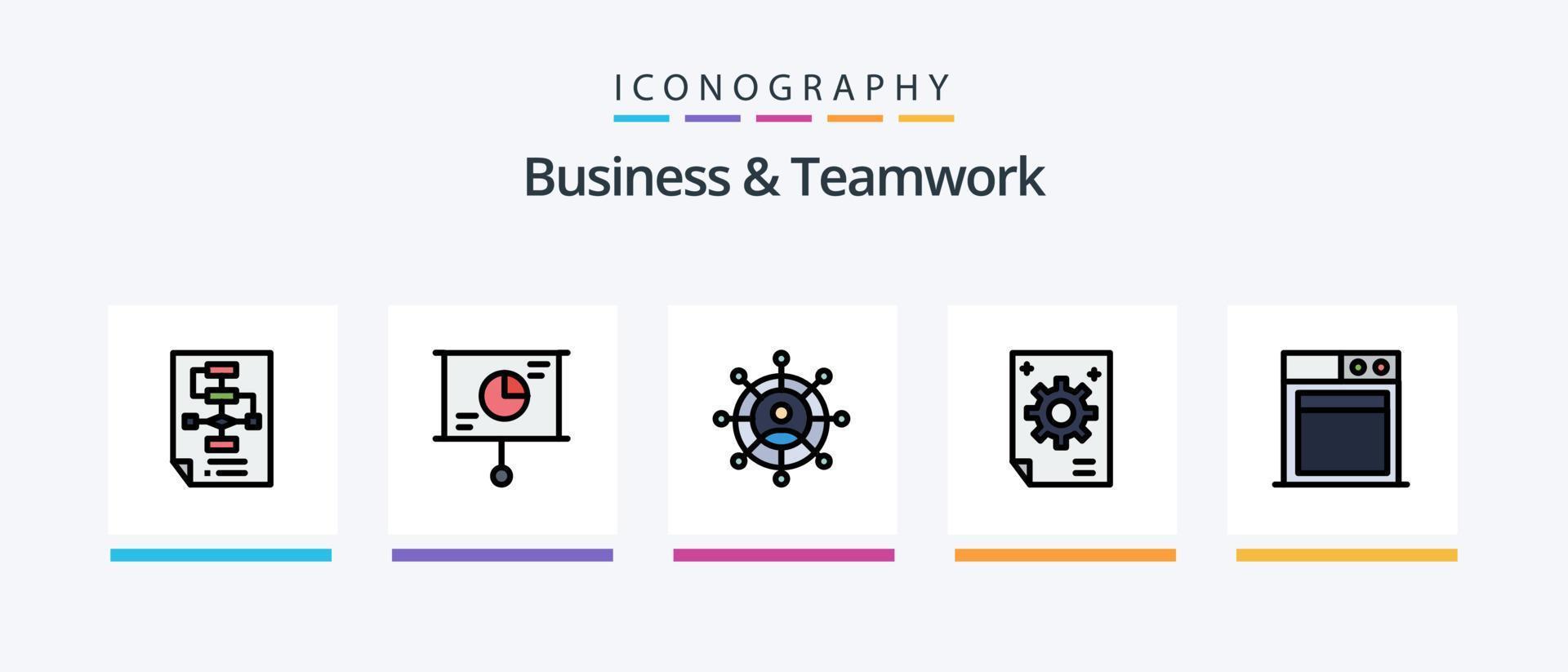 Business And Teamwork Line Filled 5 Icon Pack Including collaboration. business. video. network. Creative Icons Design vector