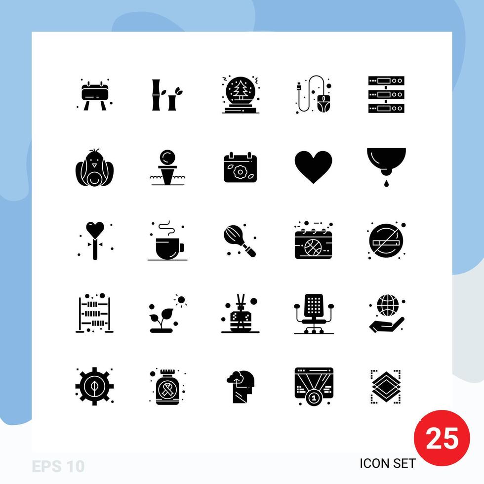 Universal Icon Symbols Group of 25 Modern Solid Glyphs of files storage snowball data scroll Editable Vector Design Elements