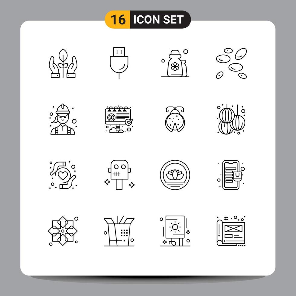 Group of 16 Modern Outlines Set for white cells wbcs technology hematology lotion Editable Vector Design Elements