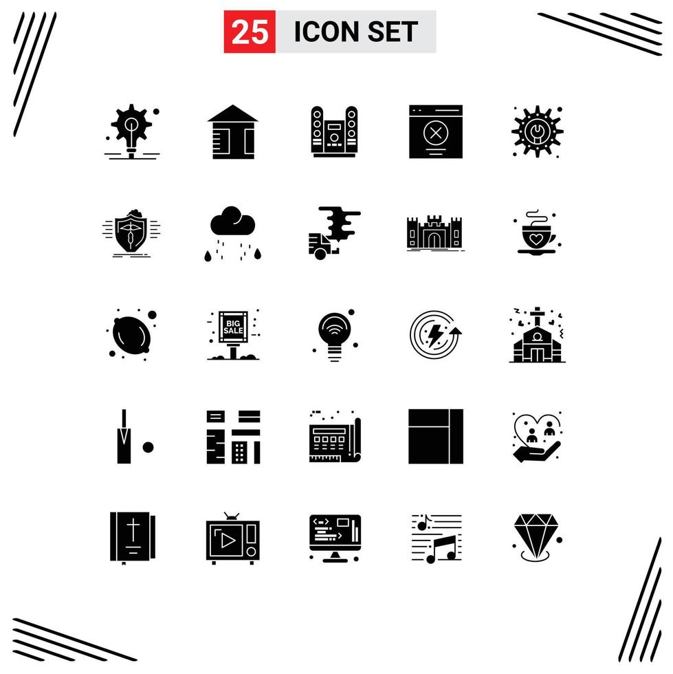Modern Set of 25 Solid Glyphs and symbols such as maintenance development tool spotlight user interface Editable Vector Design Elements