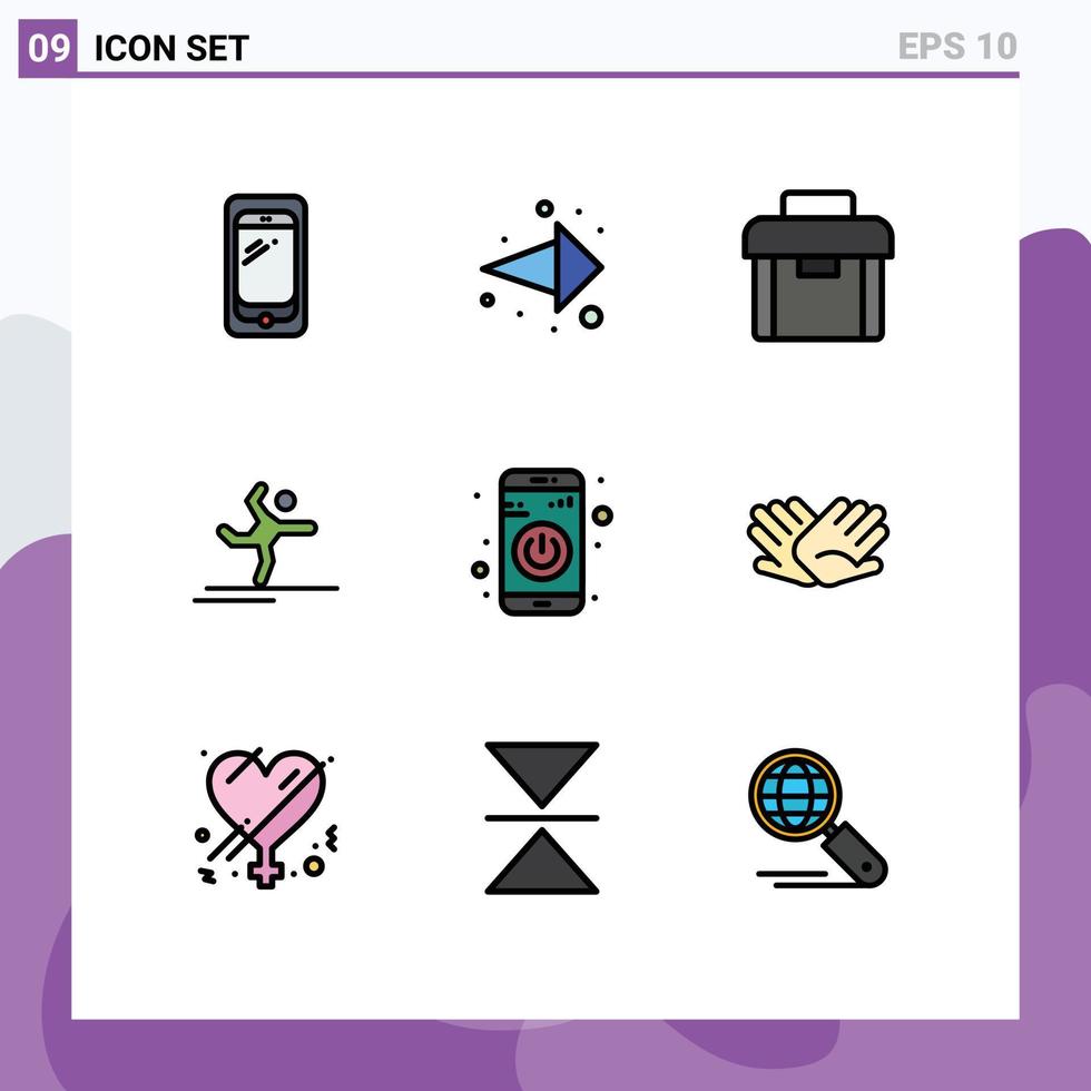 9 Creative Icons Modern Signs and Symbols of switch stretching briefcase performing athlete Editable Vector Design Elements
