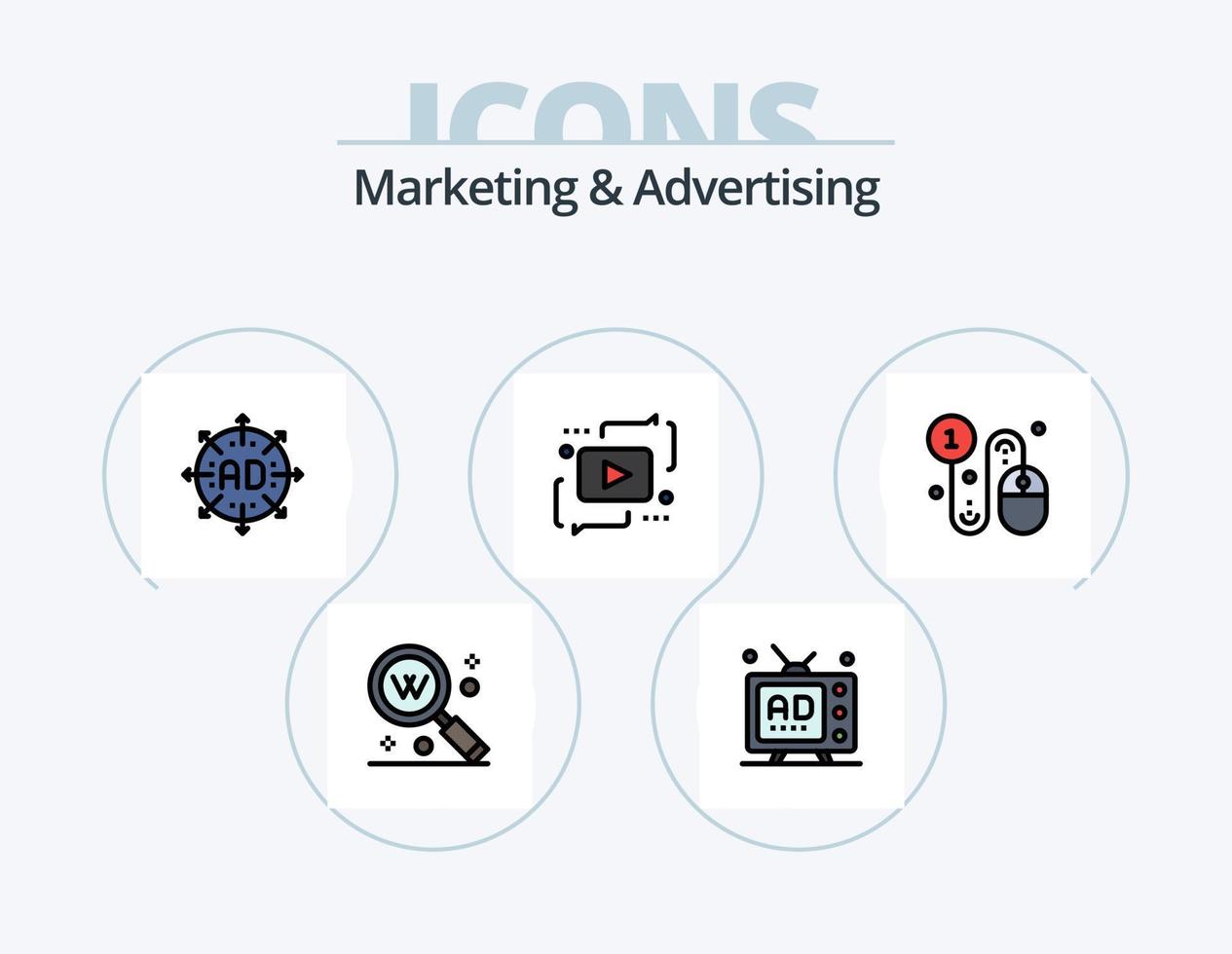 Marketing And Advertising Line Filled Icon Pack 5 Icon Design. rank. favorite. multimedia. bookmark. communication vector