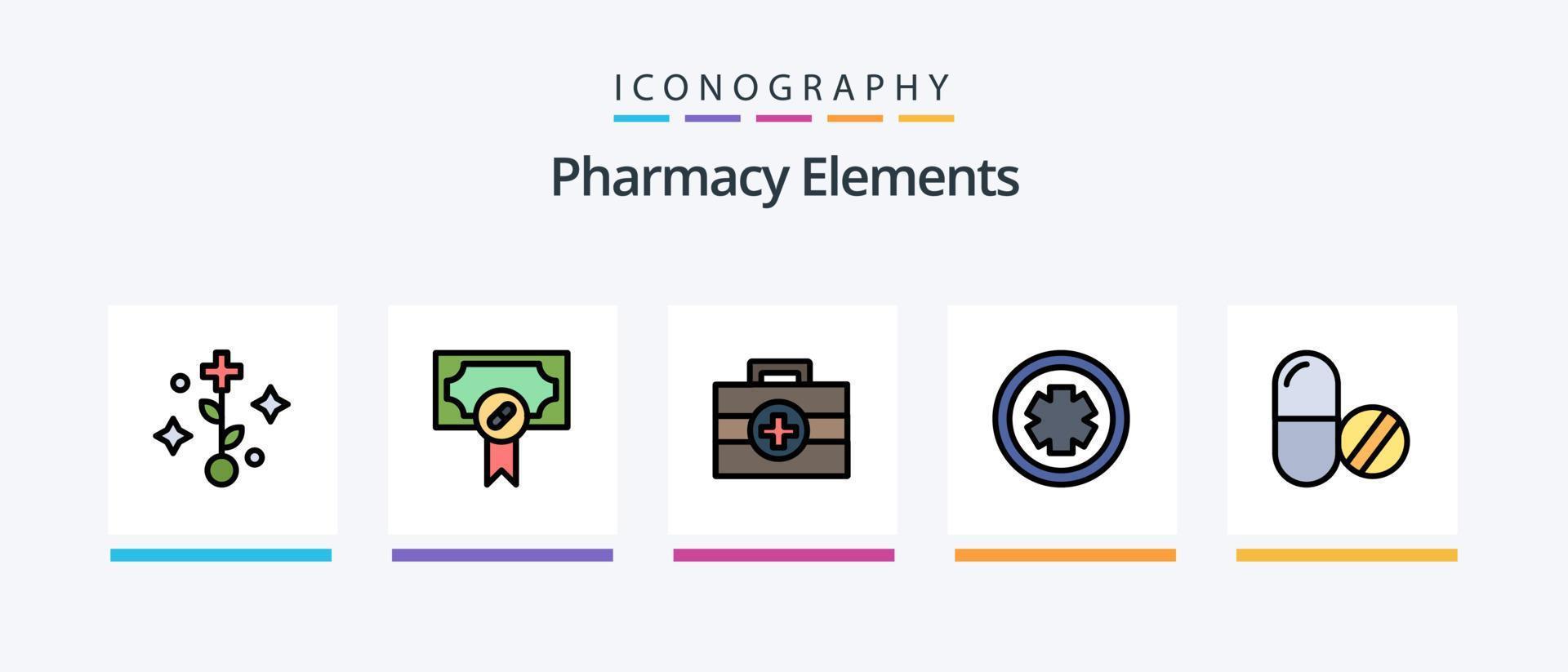 Pharmacy Elements Line Filled 5 Icon Pack Including medical . doctor . medical . kit. Creative Icons Design vector