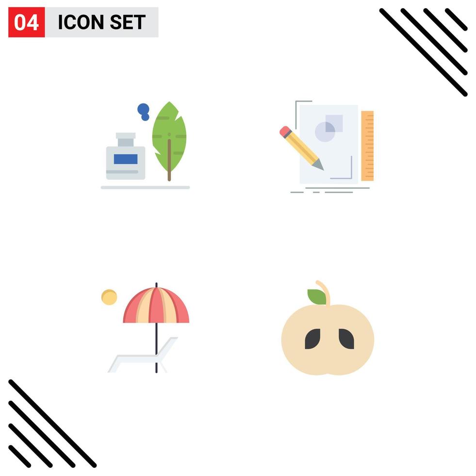 Modern Set of 4 Flat Icons Pictograph of adobe beanch american design bench Editable Vector Design Elements