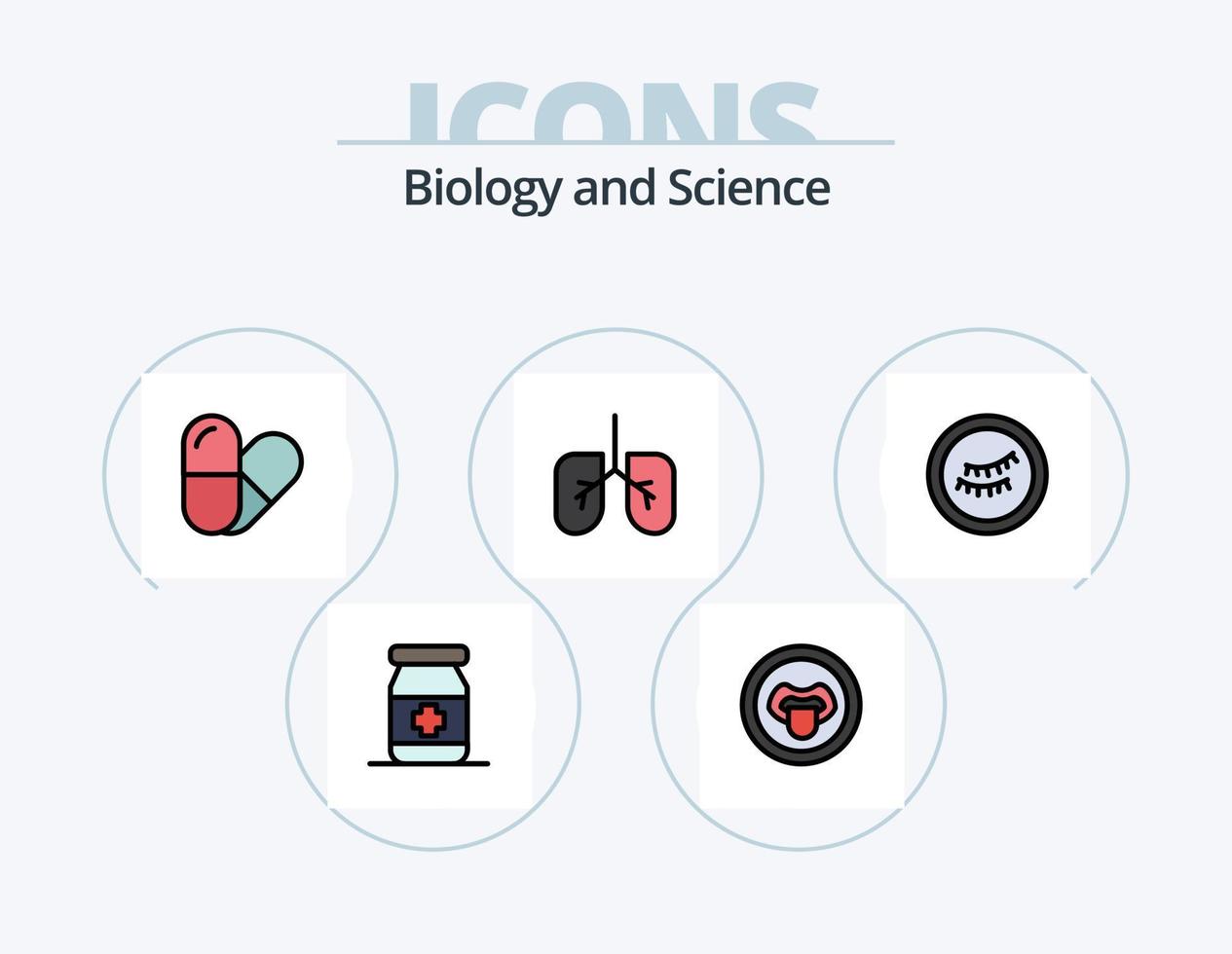 Biology Line Filled Icon Pack 5 Icon Design. . pulse. science. monitor. pulse vector