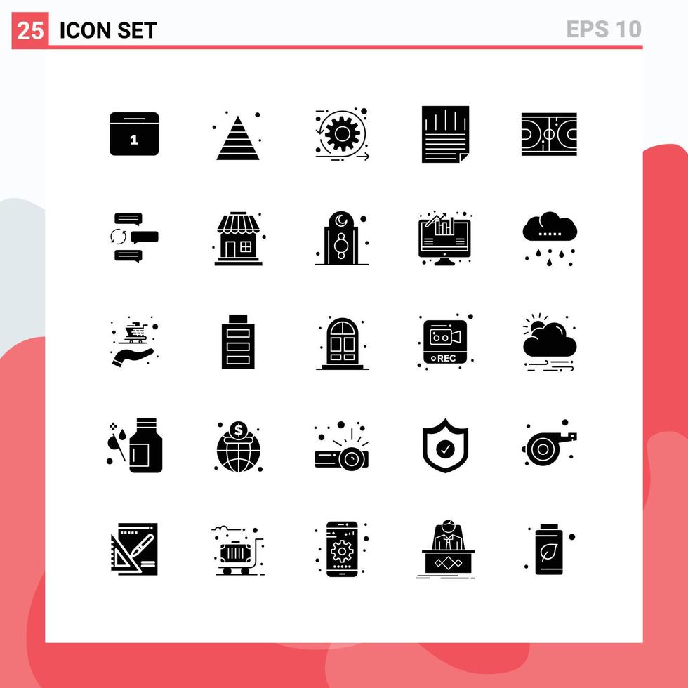 Group of 25 Solid Glyphs Signs and Symbols for court page agile ok time Editable Vector Design Elements