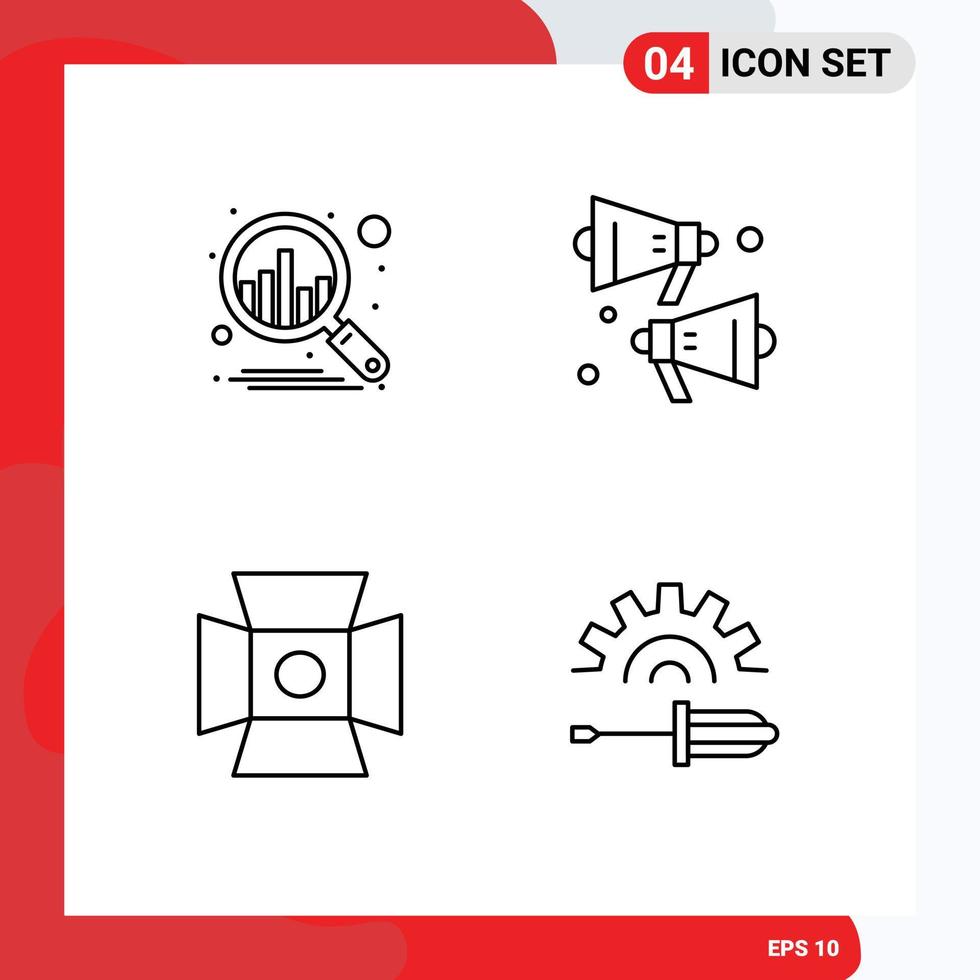 Stock Vector Icon Pack of 4 Line Signs and Symbols for business studio loud light driver Editable Vector Design Elements
