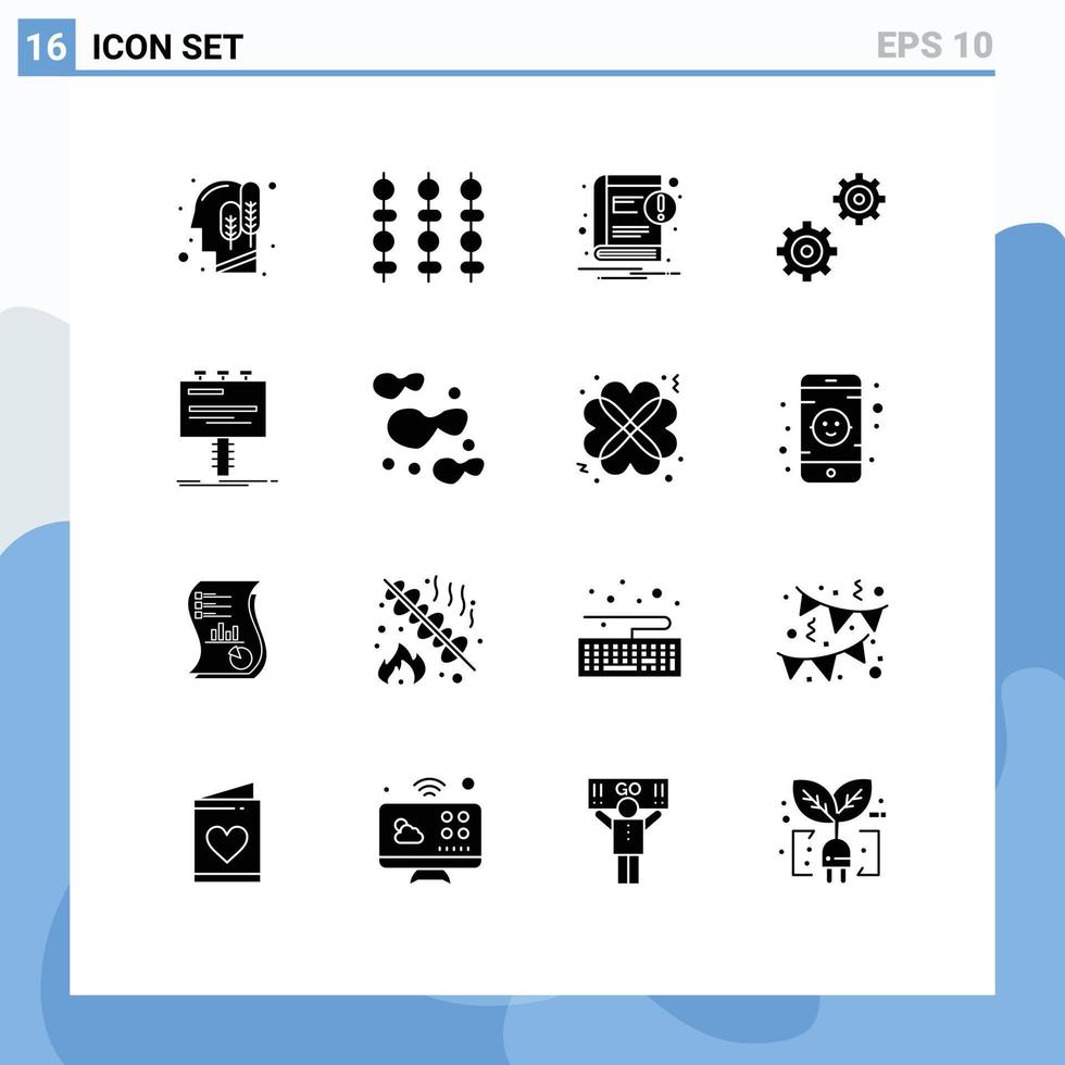 paquete de dieciséis moderno sólido glifos señales y símbolos para web impresión medios de comunicación tal como publicidad anuncio libro opciones control S editable vector diseño elementos