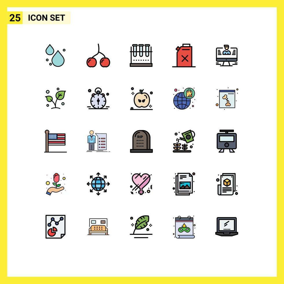 User Interface Pack of 25 Basic Filled line Flat Colors of report computer lab flask user fuel Editable Vector Design Elements
