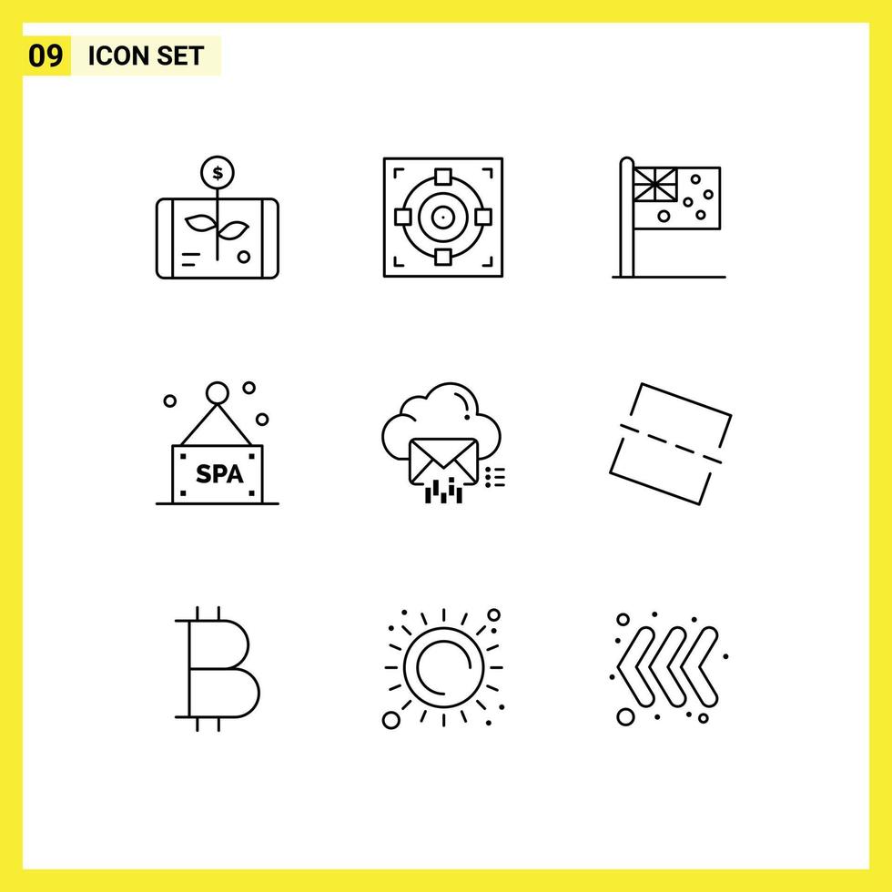 9 Creative Icons Modern Signs and Symbols of mail spa sign goal spa nation Editable Vector Design Elements