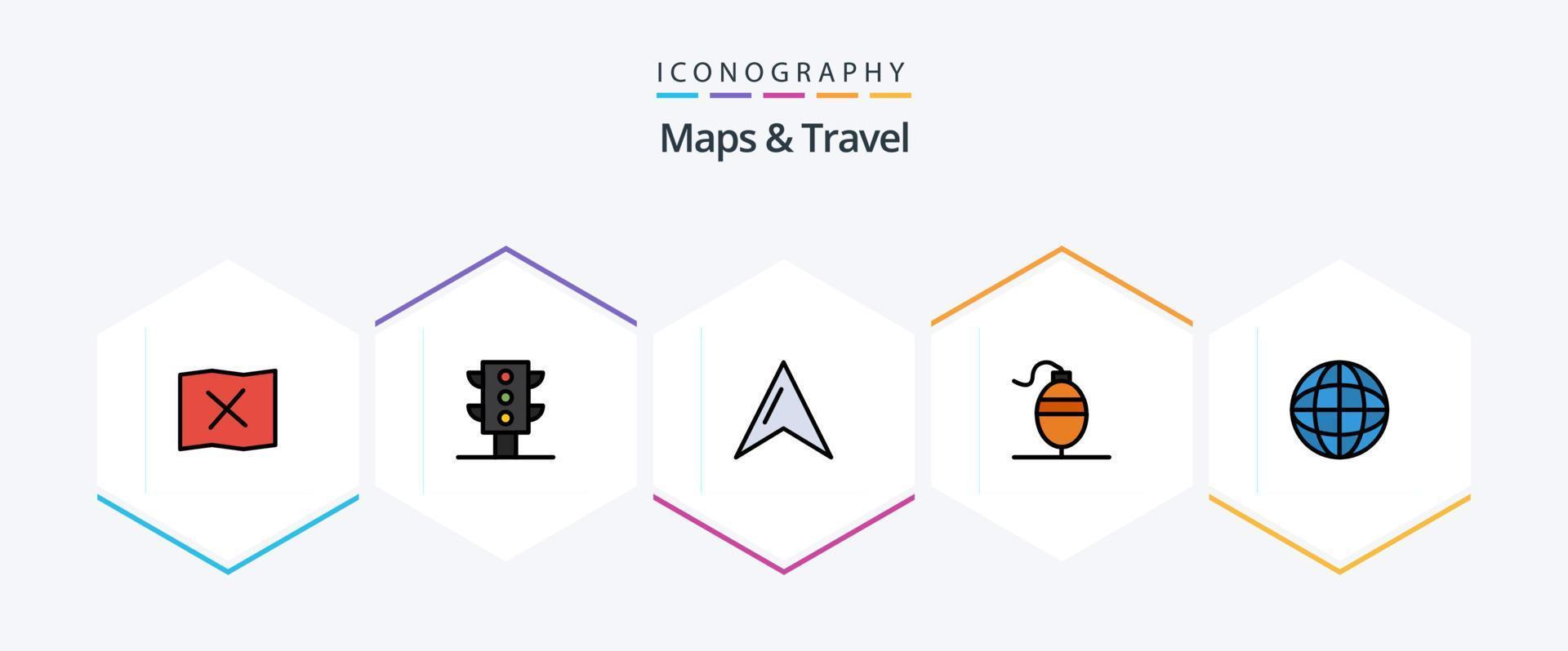 Maps and Travel 25 FilledLine icon pack including . pointer. . map vector