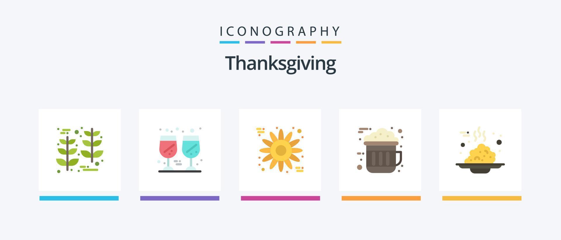 Thanksgiving Flat 5 Icon Pack Including food. breakfast. flower. hot. cocoa. Creative Icons Design vector