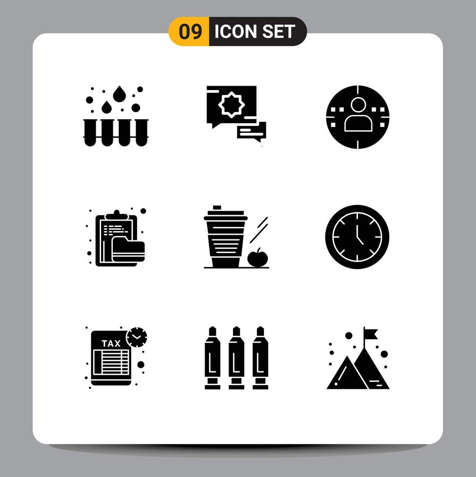 Modern Set of 9 Solid Glyphs and symbols such as drink starbucks marketing coffee file Editable Vector Design Elements