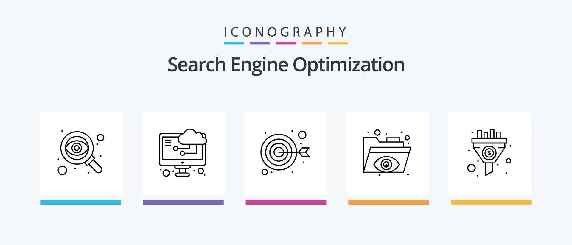 Seo Line 5 Icon Pack Including . gear. link. folder. database. Creative Icons Design vector