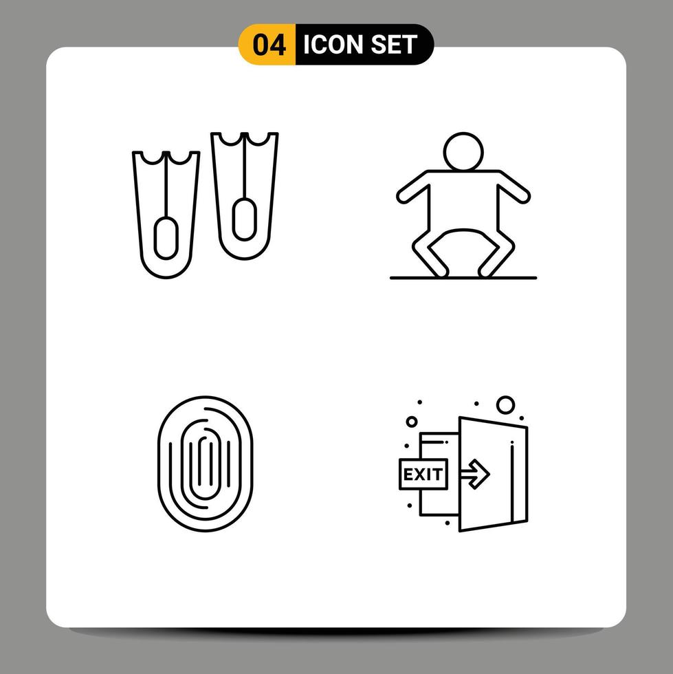 4 Thematic Vector Filledline Flat Colors and Editable Symbols of diving scan baby fingerprint scanning Editable Vector Design Elements