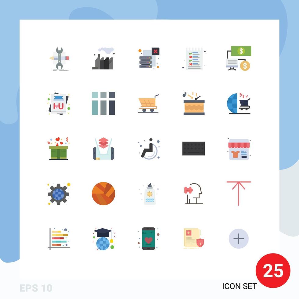 Universal Icon Symbols Group of 25 Modern Flat Colors of click options data menu food Editable Vector Design Elements