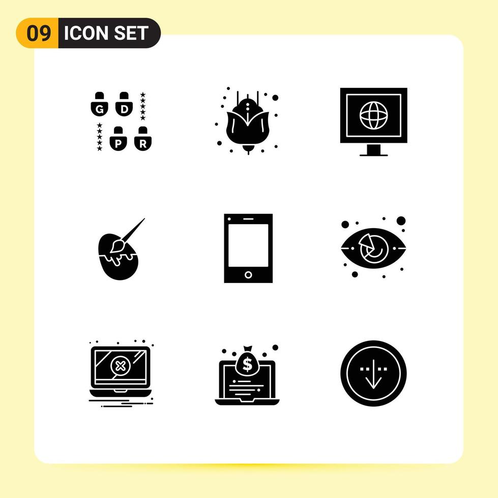 Set of 9 Modern UI Icons Symbols Signs for chart phone tv ipad painting Editable Vector Design Elements