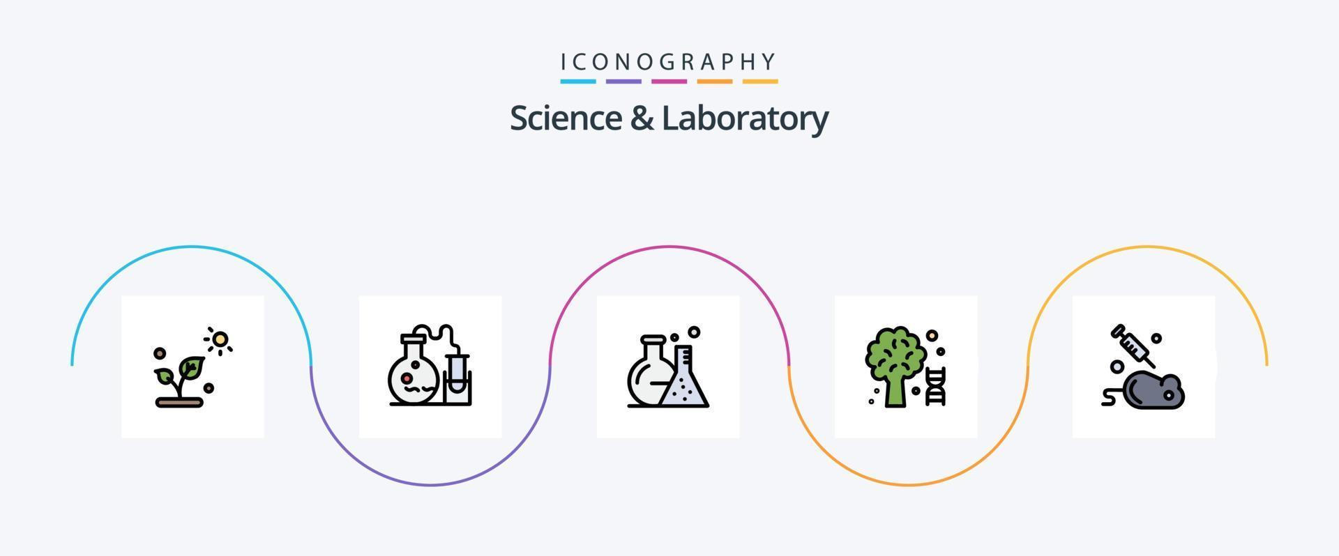 Science Line Filled Flat 5 Icon Pack Including . science. knowledge. mouse. experiment vector