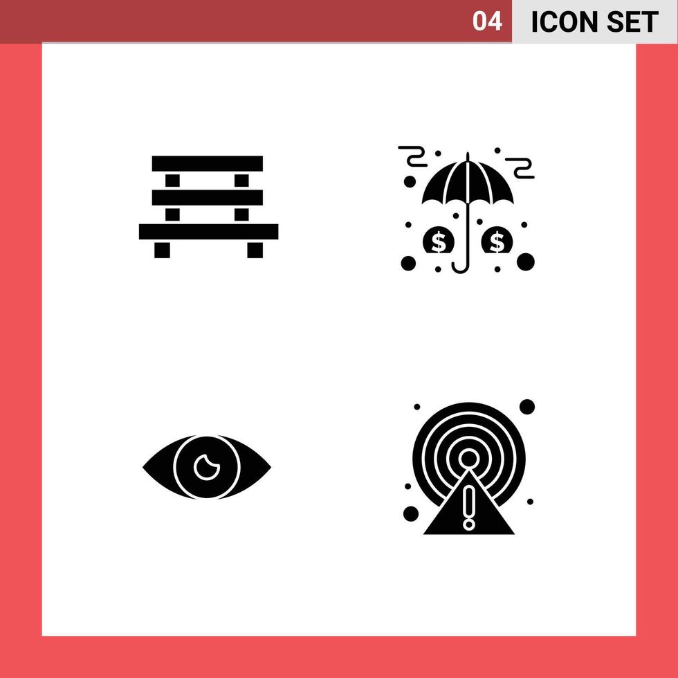 Thematic Vector Solid Glyphs and Editable Symbols of bench protection garden insurance basic Editable Vector Design Elements