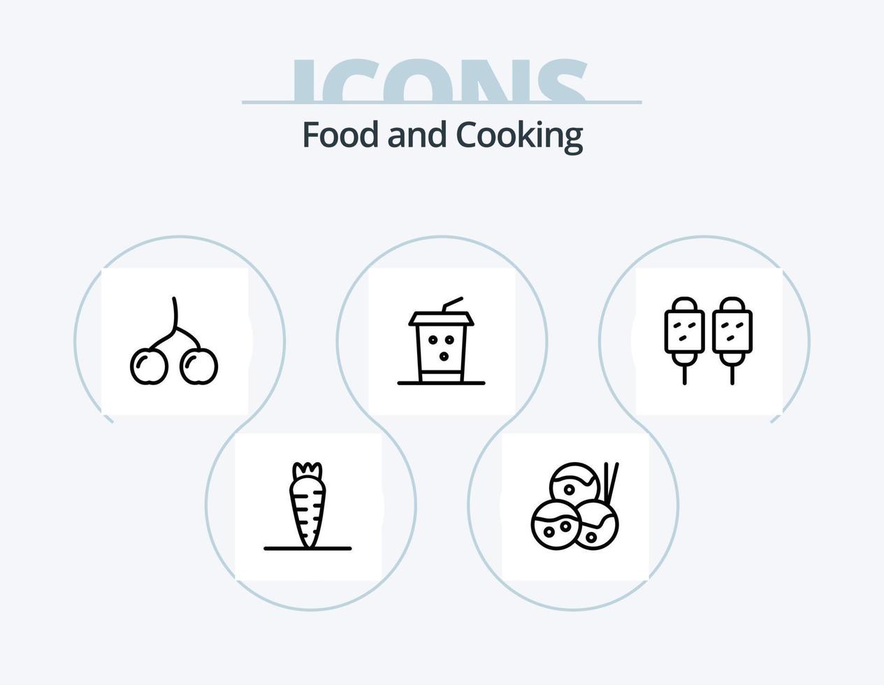 Food Line Icon Pack 5 Icon Design. ladle. street food. eat. fried. dog vector