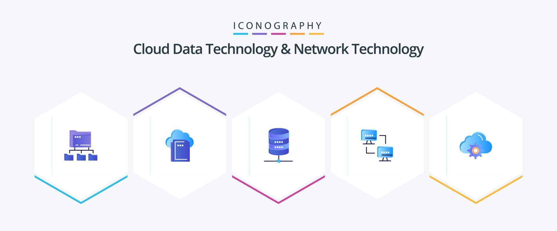 Cloud Data Technology And Network Technology 25 Flat icon pack including setting. computers. doller . computing. computer vector